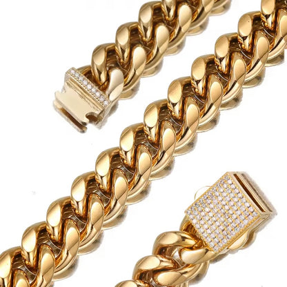 316L roestvrijstalen Miami link ketting, lengte 55–71 cm