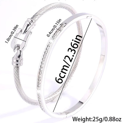 2 Stuks Retro Trendy Armbanden – Hoefijzerhaak en Simulatie Diamanten