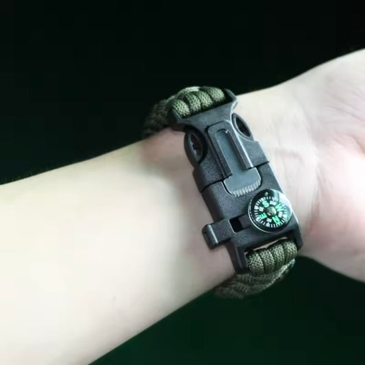 4-in-1 Noodoverlevingsarmband voor heren - Outdoor reddingspolsband met parachutekoord, fluitje, kompas en paracord - Zonder vuursteen.