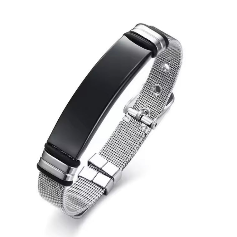 Perfecte herenarmband van titaniumstaal voor Vaderdag – Personaliseerbaar met familiefoto's een stijlvol cadeau