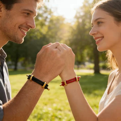 KarmaKnot® Rode & Zwarte Touwarmband (2pcs)