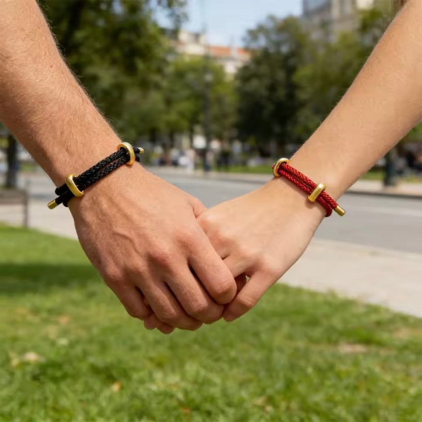 KarmaKnot® Rode & Zwarte Touwarmband (2pcs)