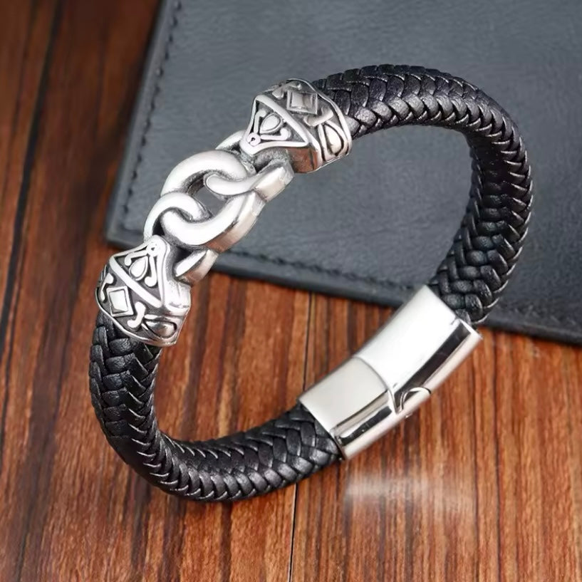 Nieuw binnen: AnchorSteel™ Elegante Lederen Armband Roestvrijstaal