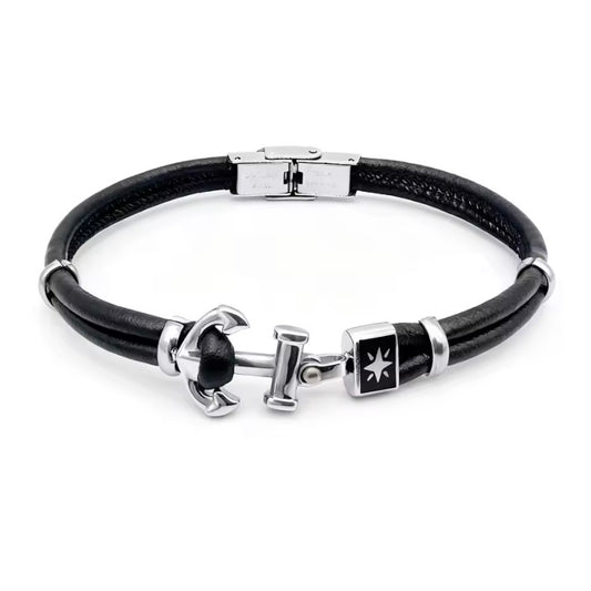 Brother® Leren Armband – RVS Anker – Nautische Stijl