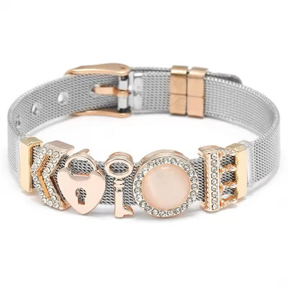 Luxe RVS Mesh Armband met DIY Key Lock Kralen