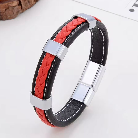 Klassieke Gevlochten Leren Armband – Unisex Design met Zinklegering Metaal | Sieraad voor Dames & Heren