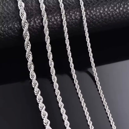 Zilverkleurige touw ketting/armband voor mannen breedte 2 mm/3 mm/4 mm/5 mm/6 mm