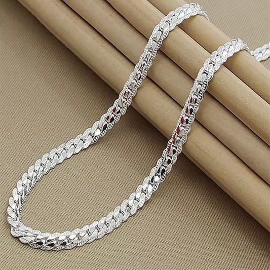 925 Sterling Zilveren Ketting – 6 mm Breed, 60 cm Lang – Stijlvolle Zijketting voor Dames en Heren
