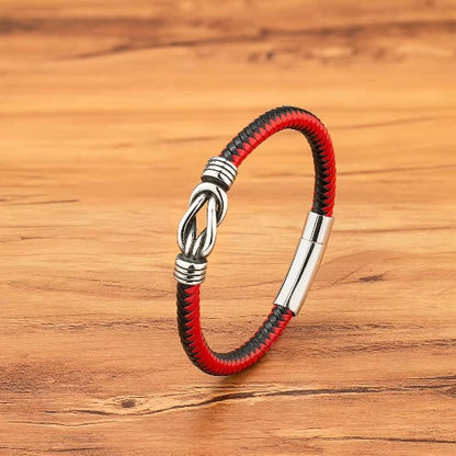 TYO minimalistische sportstijl heren roestvrij staal geweven lederen armband Toggle-sluitingen