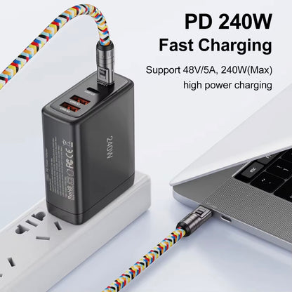 1.2M Crossbody Telefoonkoord met 240W Snellaadkabel – Universeel Type-C & Polsband