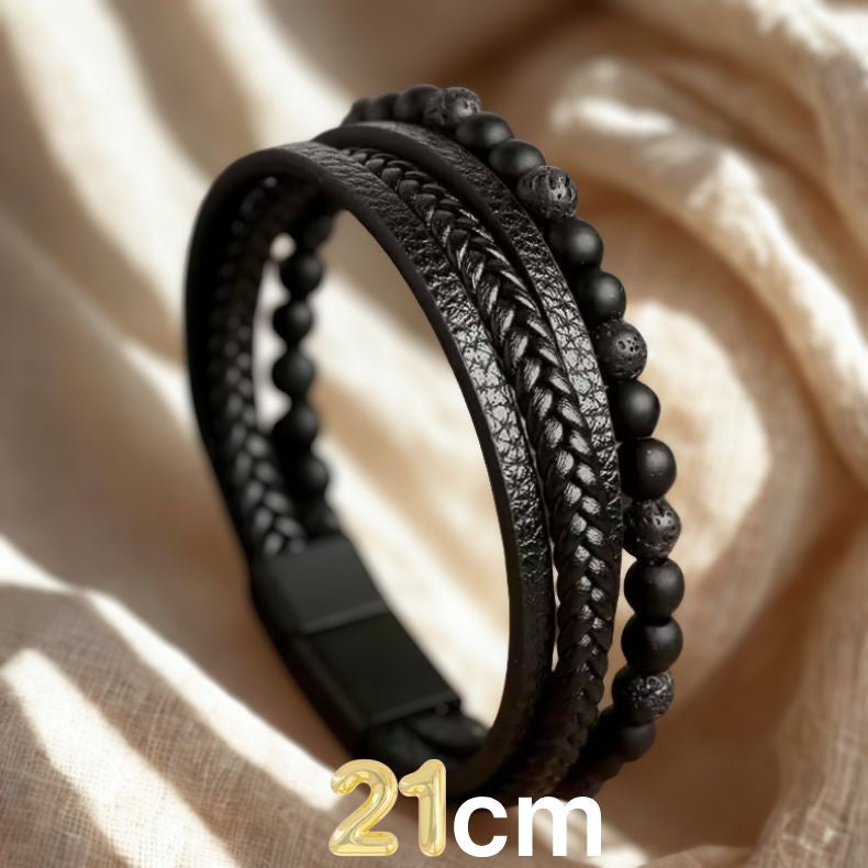 Tijgeroog Kralen & Lederen Armband – Multi-Layer