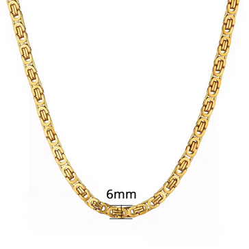 Vintage Byzantijnse Schakelketting 6/8mm Goud/Zilver